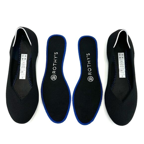 Rothy's Ballet Flats Size 7 Black Knit Eco-Friendly Sustainable Vegan Round-Toe - Picture 8 of 13